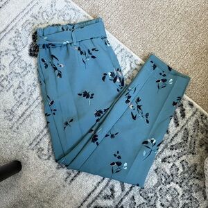 Floral Paper Bag Pants Blue